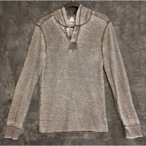 HELIX Men's Thermal Hoodie Sz S Dark Grey Soft Lightweight Distressed Y2K